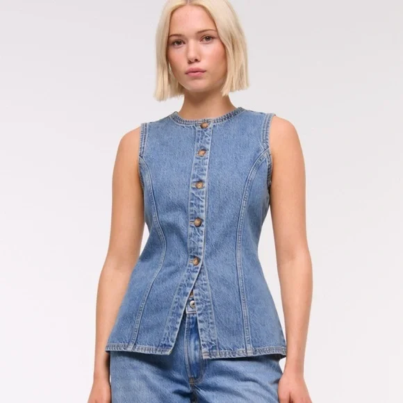 Abercrombie & Fitch Denim Vest - Picture 1 of 3